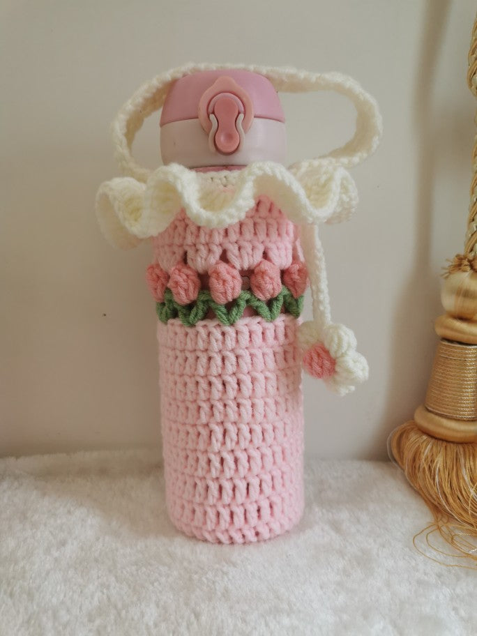 Handmade wool knitted portable thermos cup cover