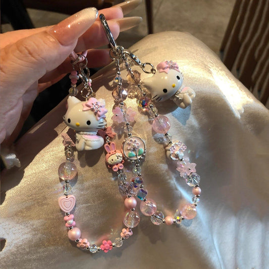 kawaii kitty beaded keychain