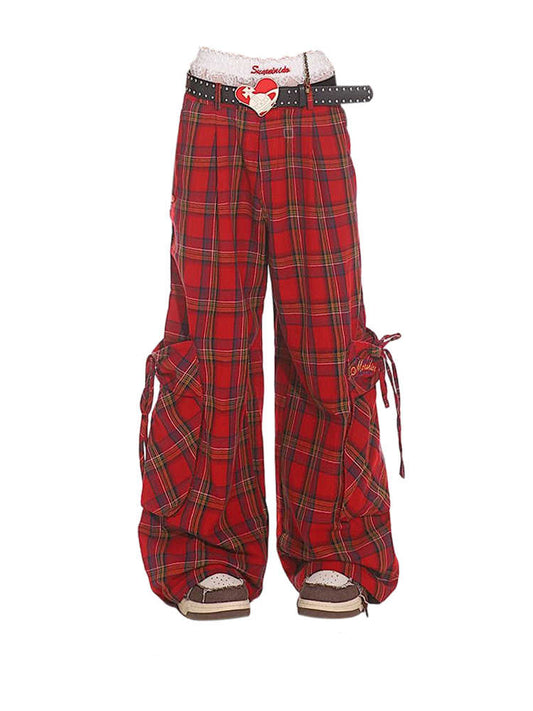 Y2K Pocket Red Plaid Pants