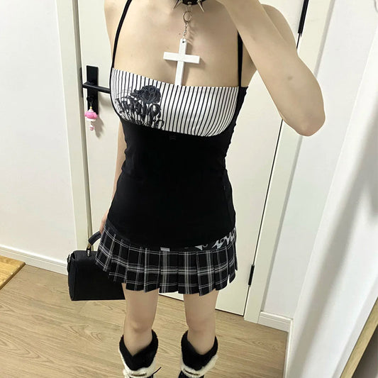 y2k rose print tank top