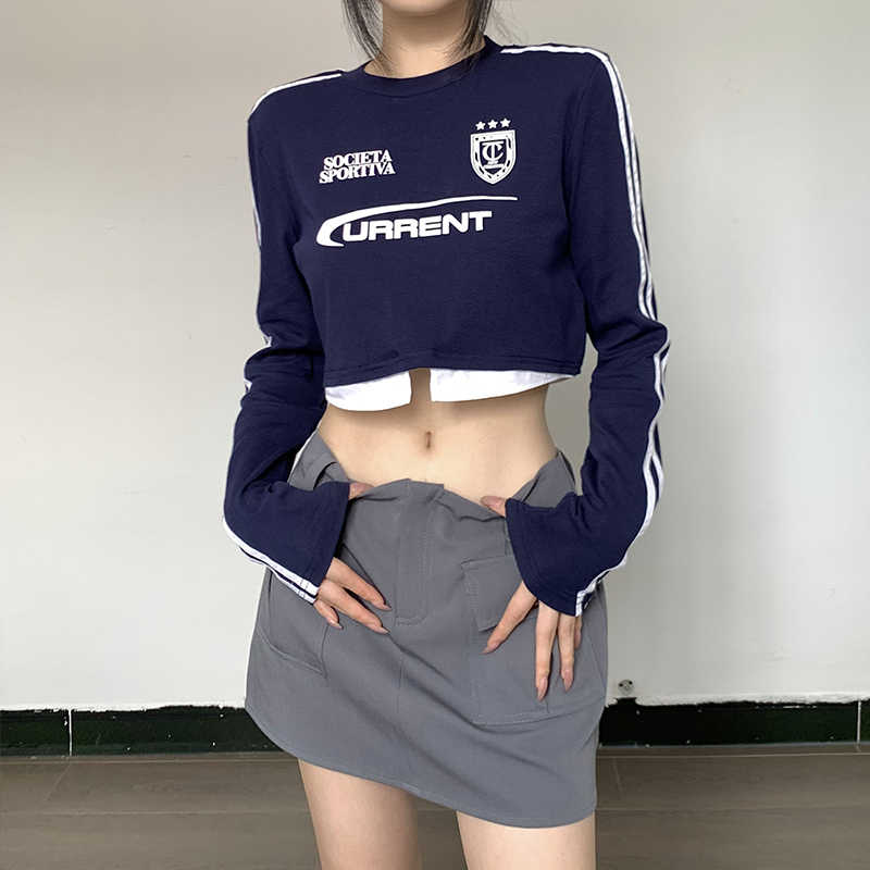 Acubi Sporty Fake Two-piece Long-sleeved Top