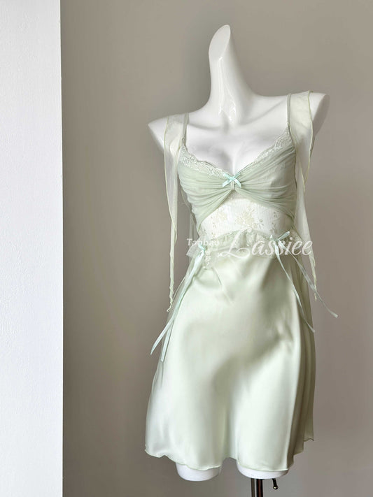 Flower Mesh Suspender Nightgown