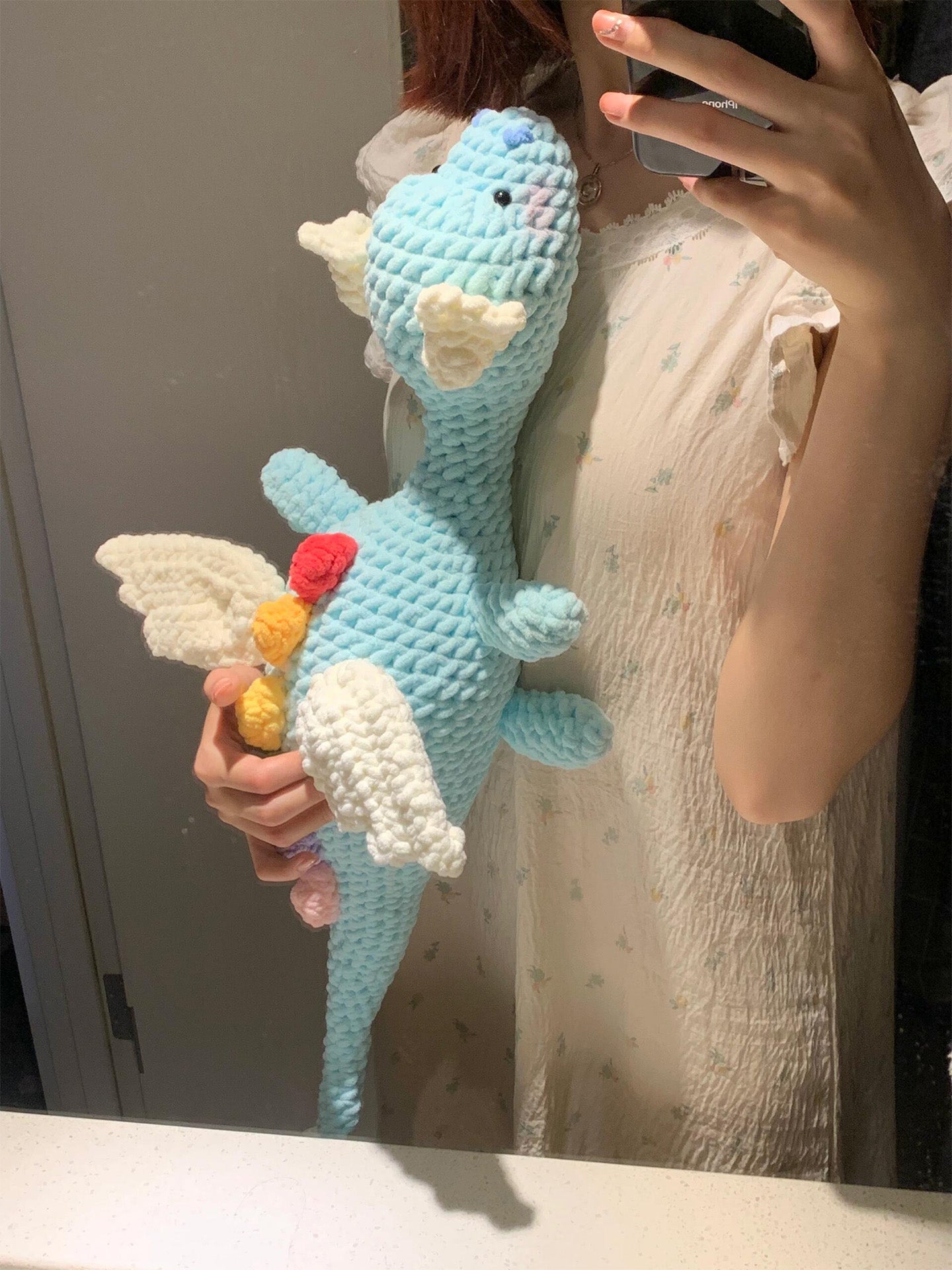 diy crocheted little milk dragon pillow