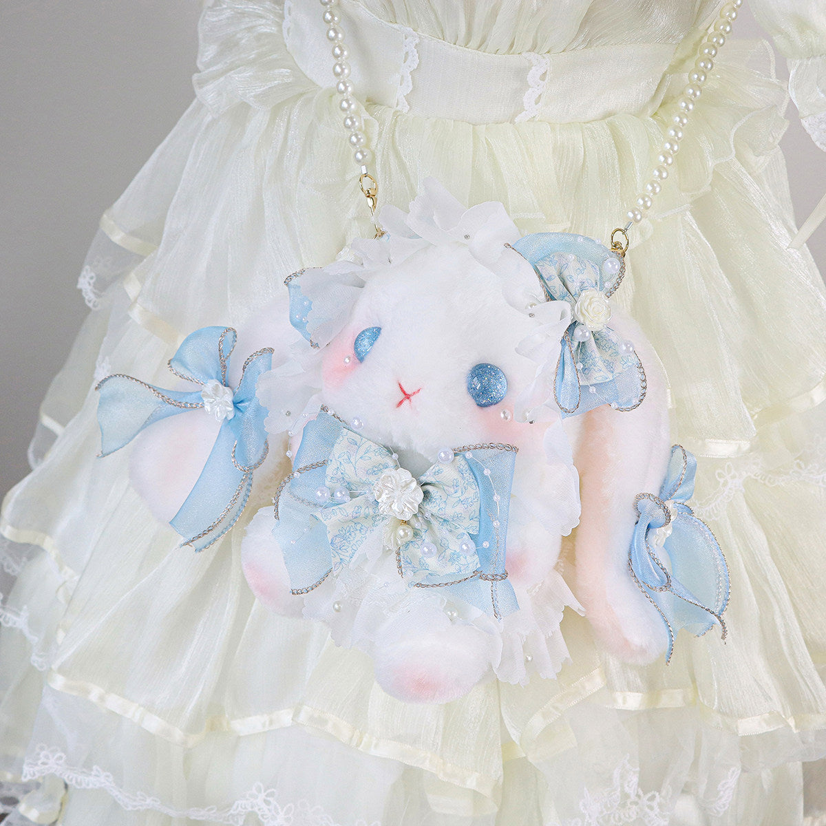 baby blue lolita plush rabbit bag