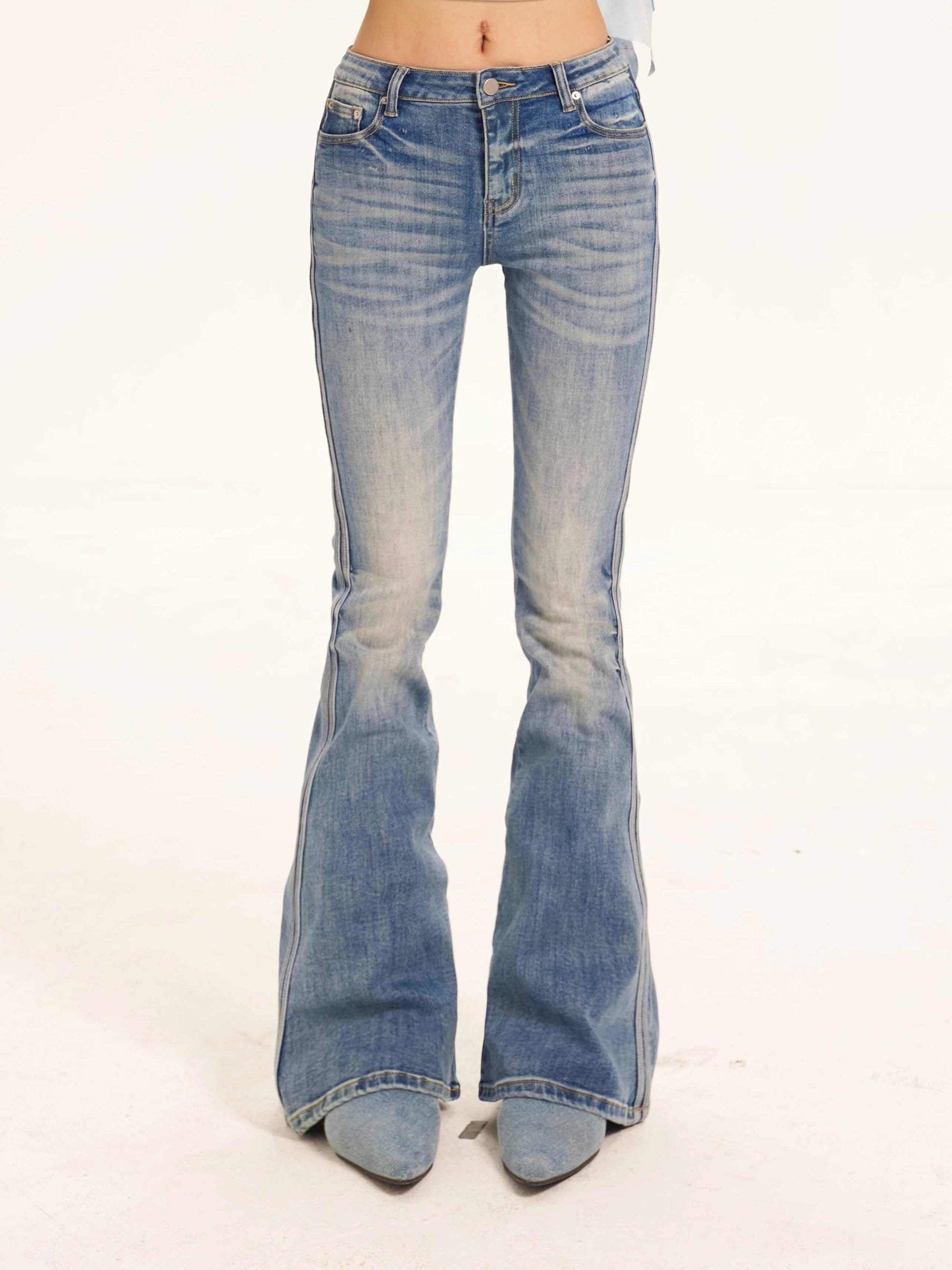 Coquette Light Blue Slim Washed Flare Jeans