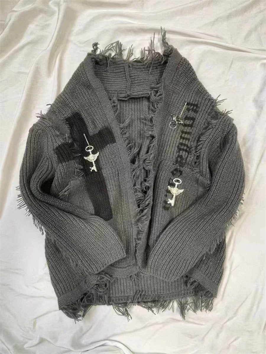 grunge gray sweater jacket