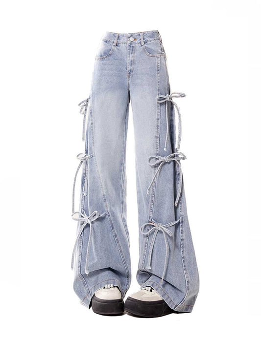 Retro Bow-tie Wide-leg Y2K Jeans