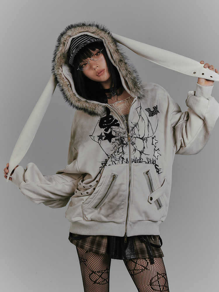 Y2K Rabbit Ear Cotton Coat