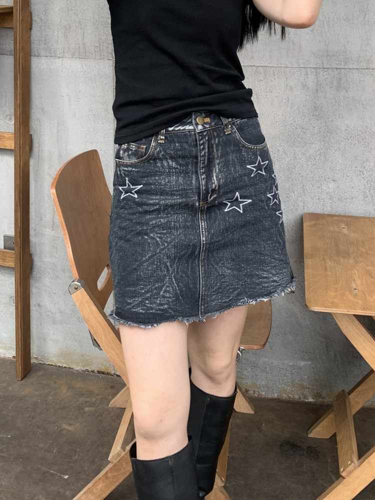 Y2K Star Denim Skirt