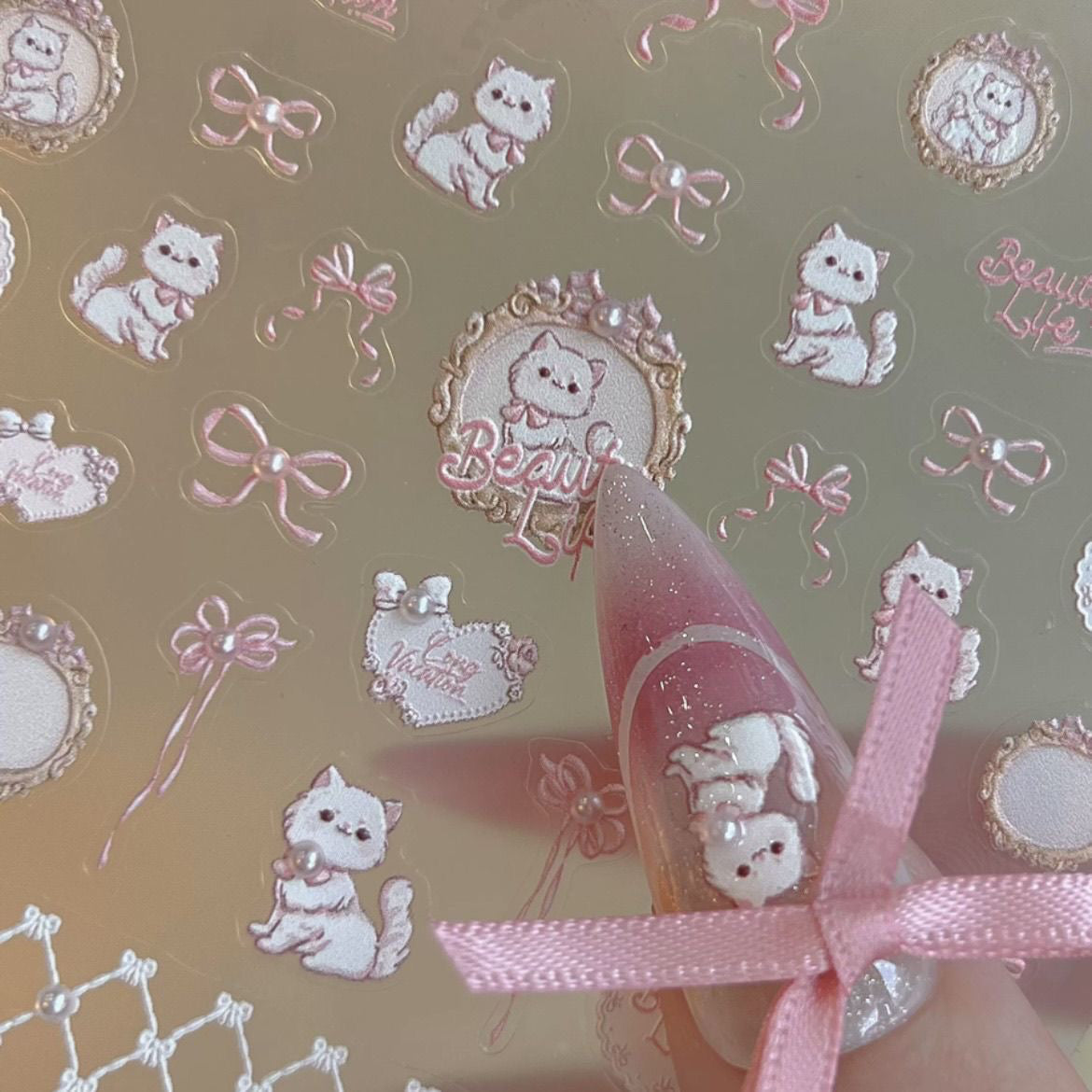 cute kitten kawaii nails stickers