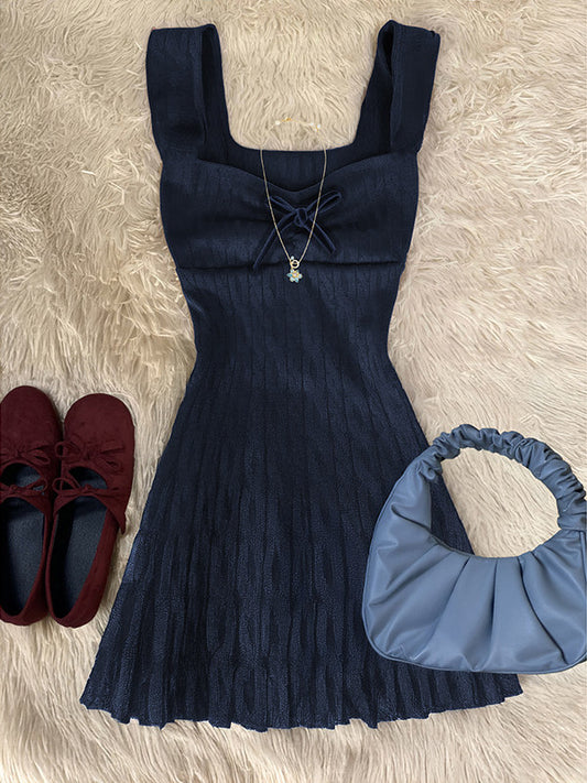 knit bow suspender dress