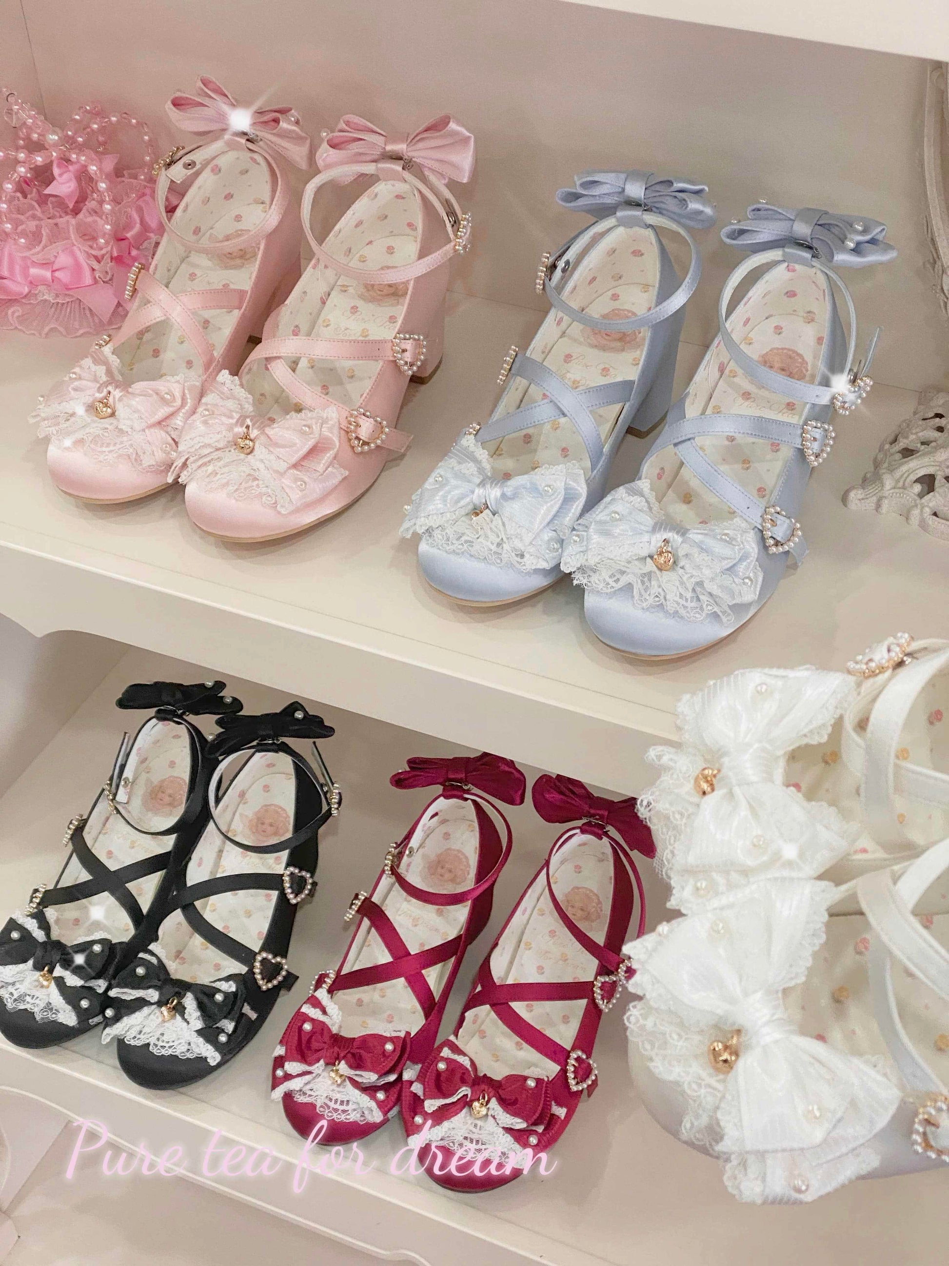 Satin Lace Flower Lolita Shoes