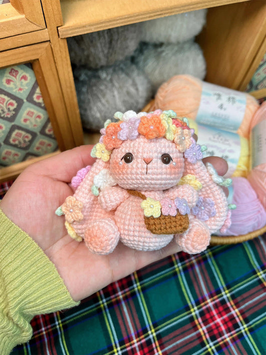 DIY wool flower fairy bunny doll