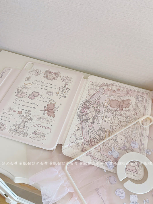 Girl's Dream Rabbit Bear iPad Protective Magnetic Case