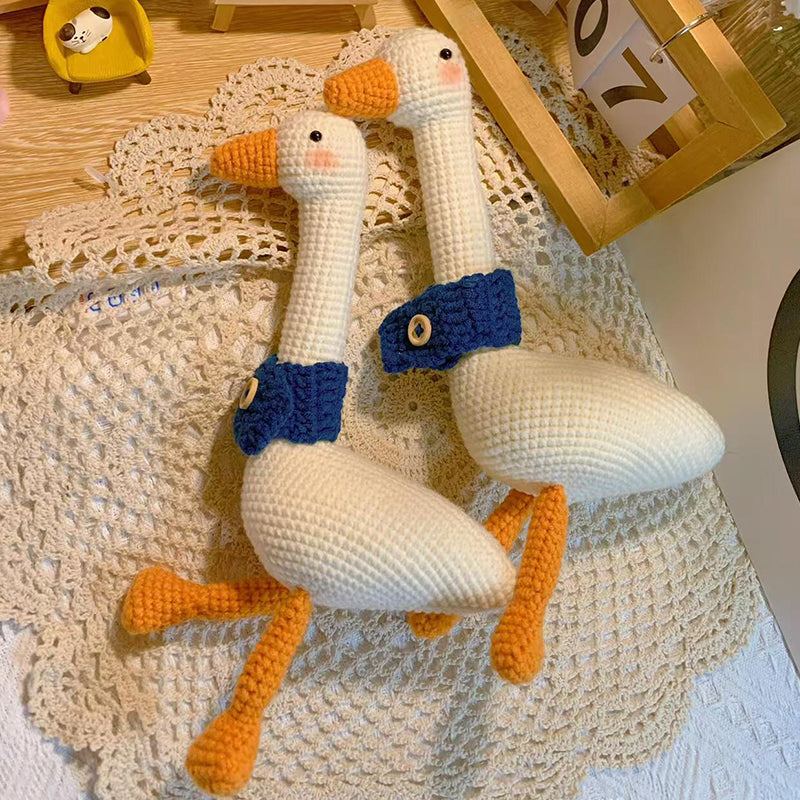 DIY crochet woolen white goose doll pendant