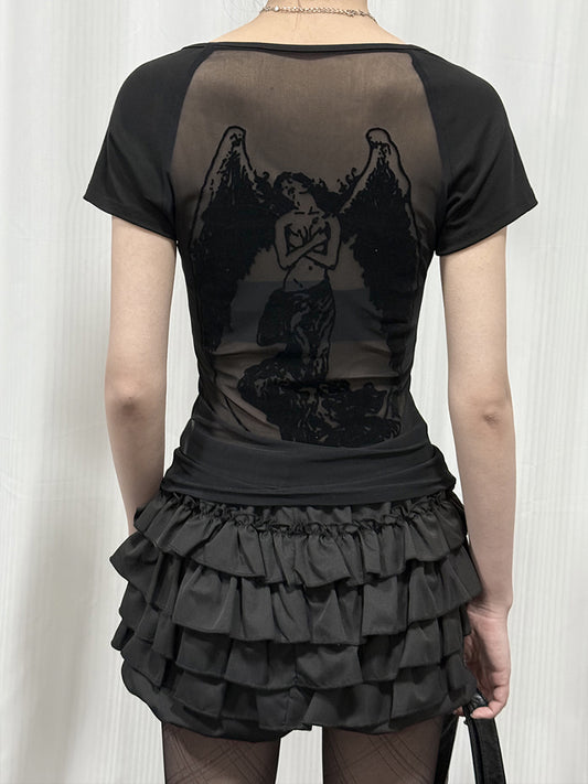 Goth Y2K Mesh Back T-shirt