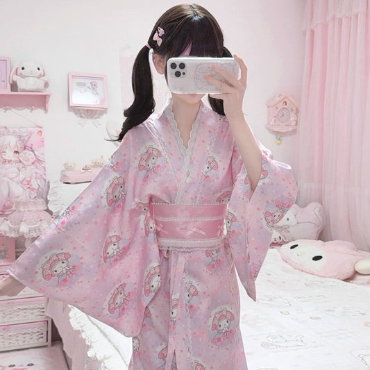 kawaii pink yukata bathrobe