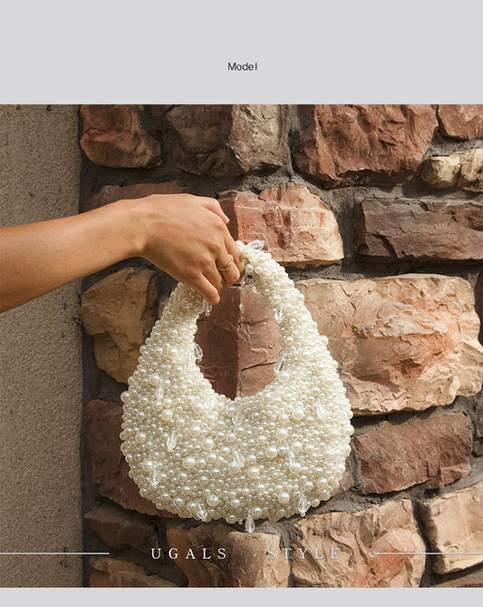 French vintage pearl underarm clutch bag