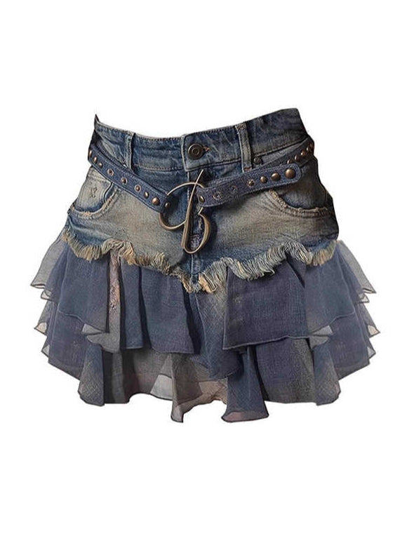 Grunge A-line Denim A-line Skirt