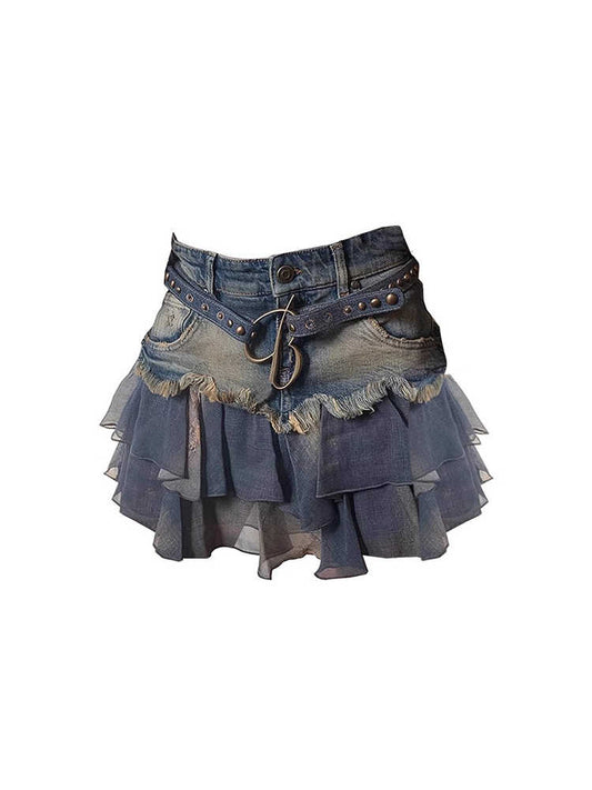 Grunge A-line Denim A-line Skirt