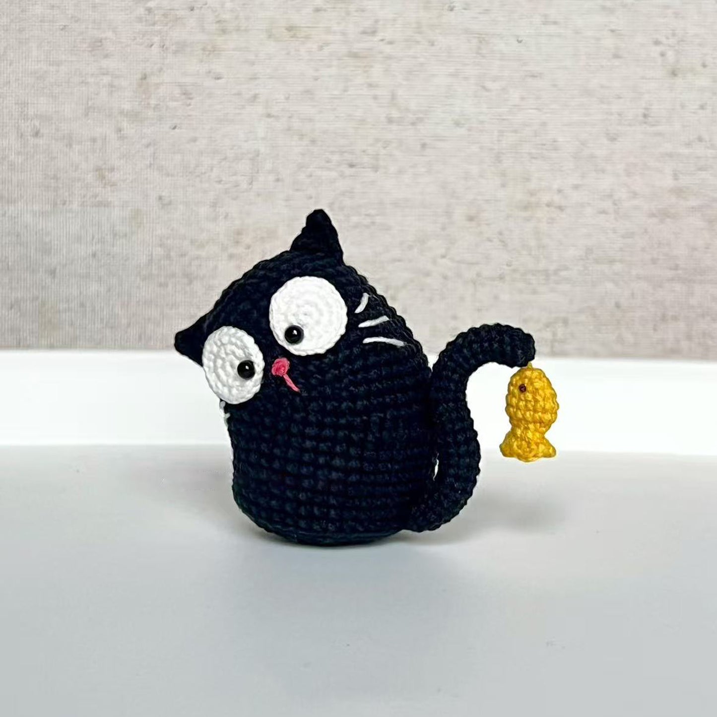 diy wool Kitten fishing doll