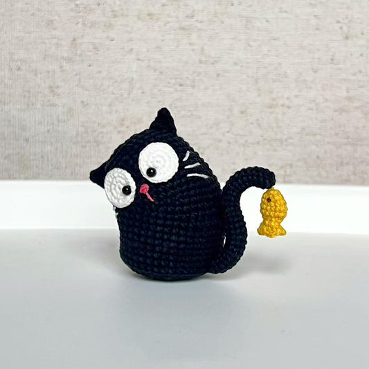 diy wool Kitten fishing doll