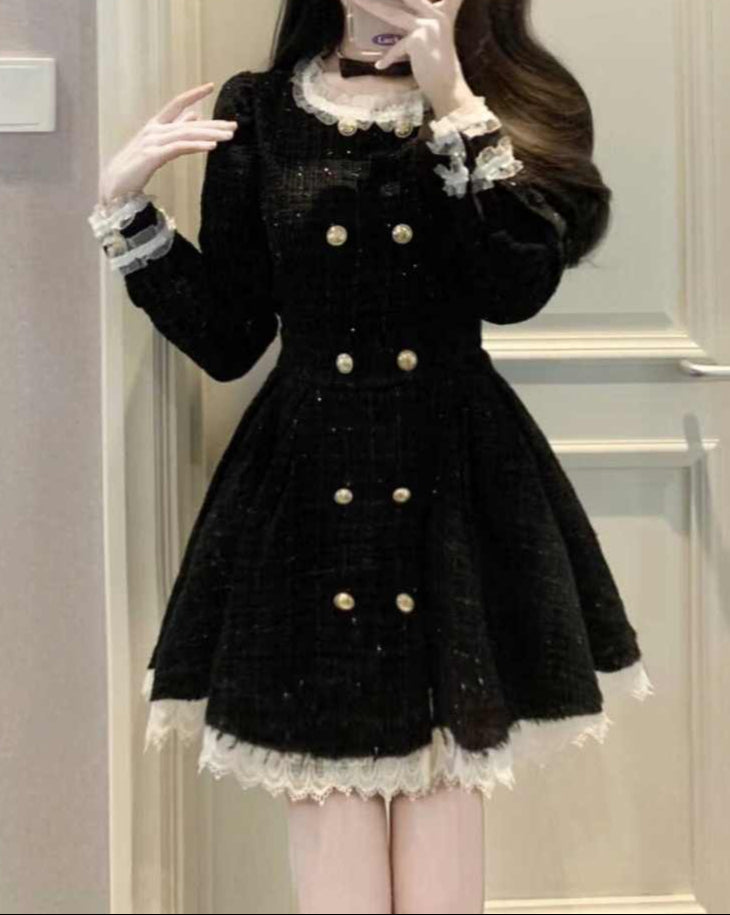 Dark Coquette Breasted Duffle Dress