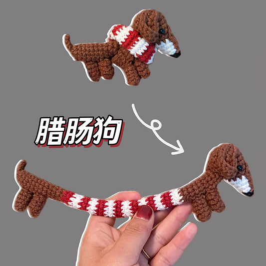 diy crochet cute dachshund puppy material bag