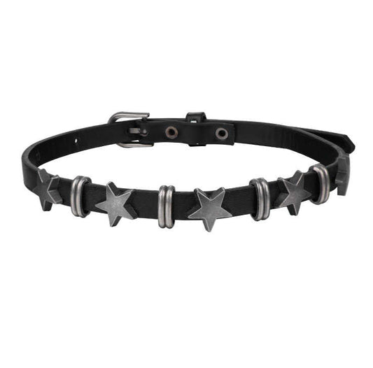 Grunge Punk Star Leather Choker