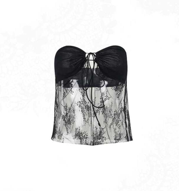 Dark Coquette Mesh Hollow Top