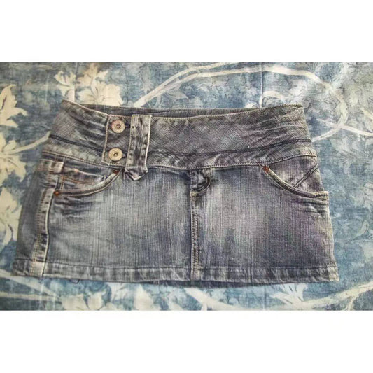 buckles denim vintage skirt