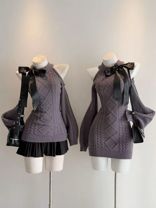 vintage long-sleeved sweater hip dress
