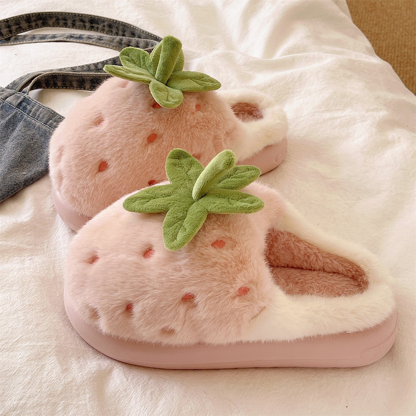 strawberry Cotton plush slippers