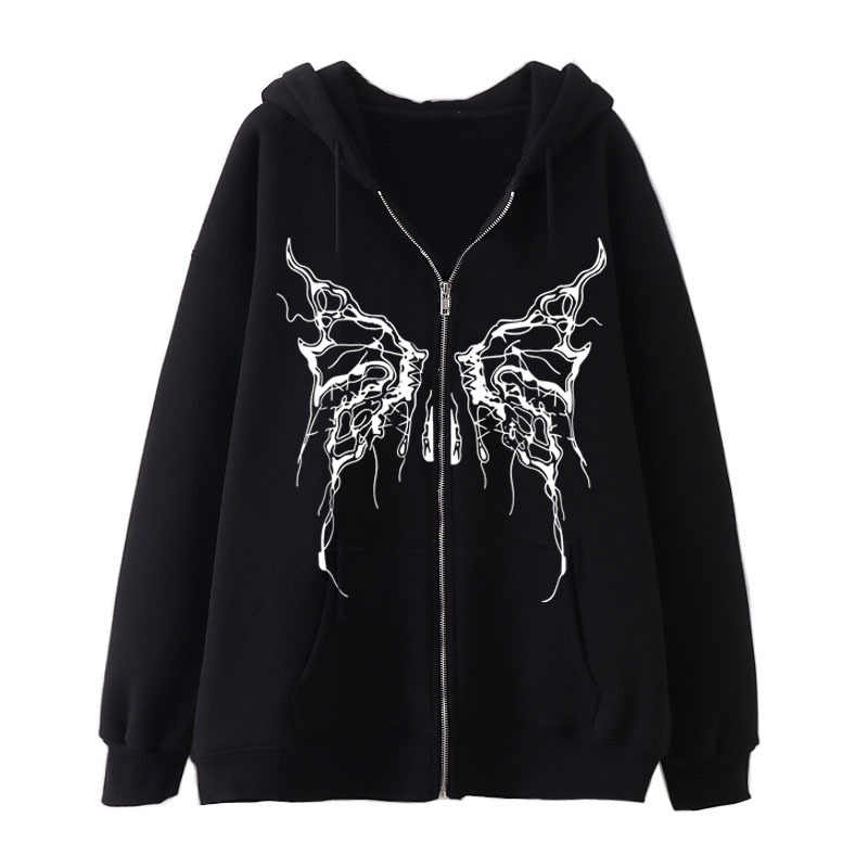 Acubi Butterfly Grunge Zip-up Hoodie