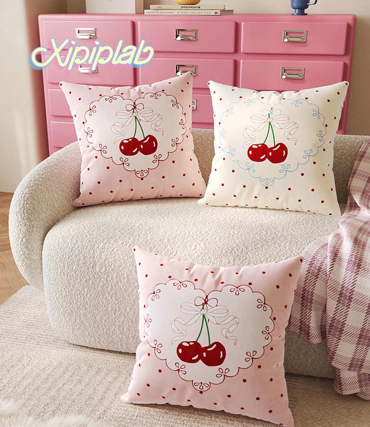 Cherry cream style pillow