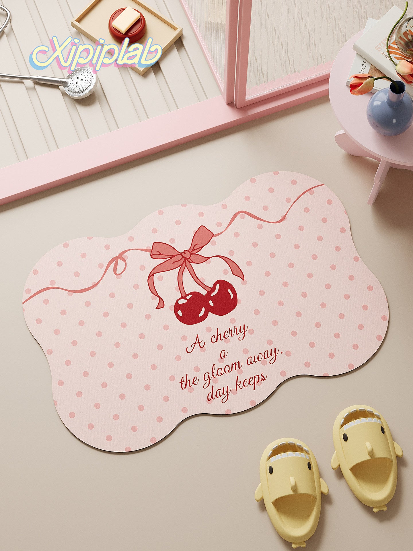 kawaii cherry entrance door mat