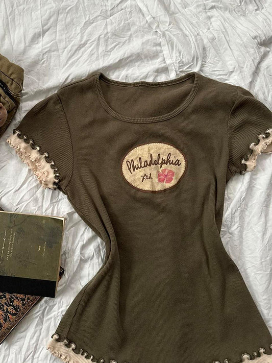 retro y2k green t-shirt