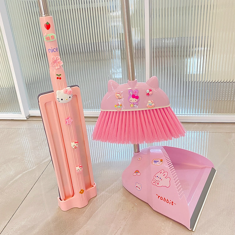 Cute Cartoon Foldable Broom and Dustpan Set