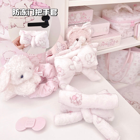 plush bow door handle cover