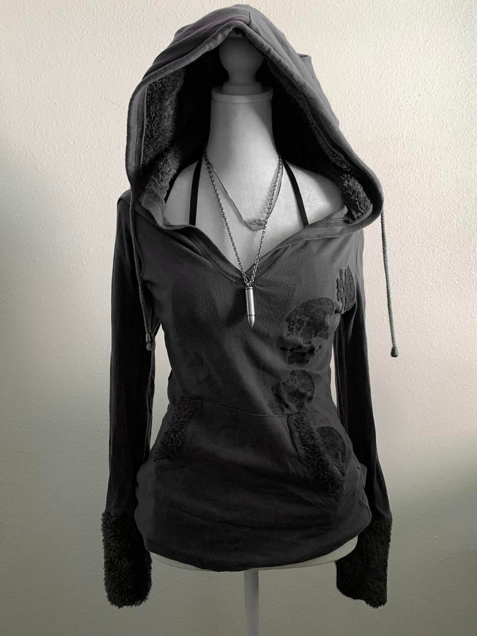 retro gray grunge hoodie