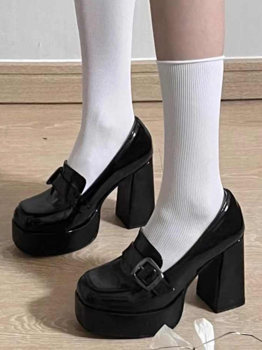 Preppy Buckle High-heeled Shoes