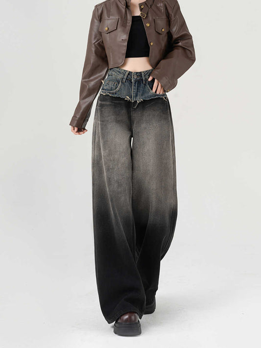 Grunge Gradient Washed Baggy Jeans