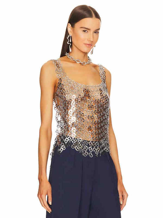 Hollow Metal Iron Body Chain Camisole