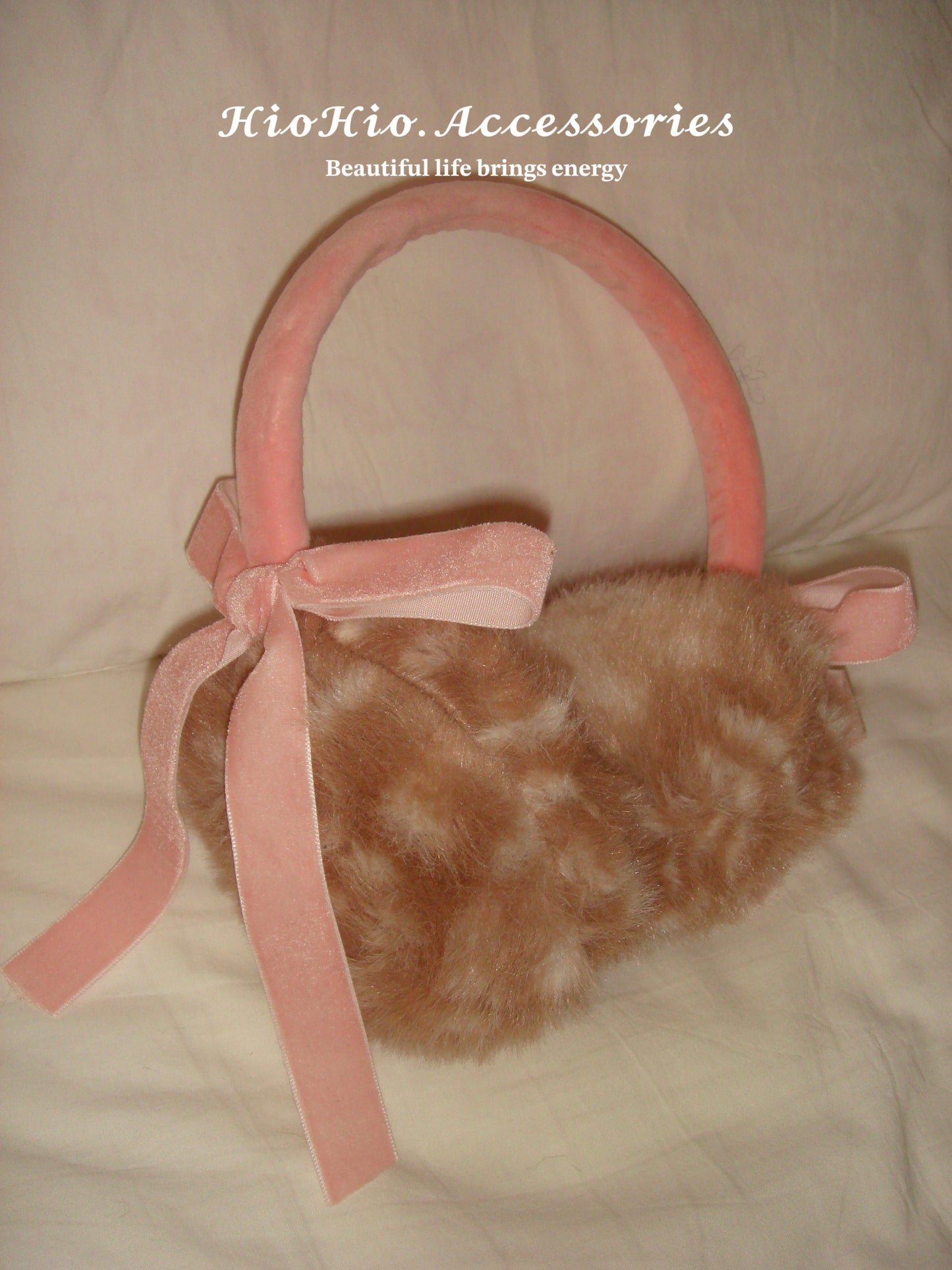 Pink Velvet Bow Plush Deer Kawaii Earmuffs