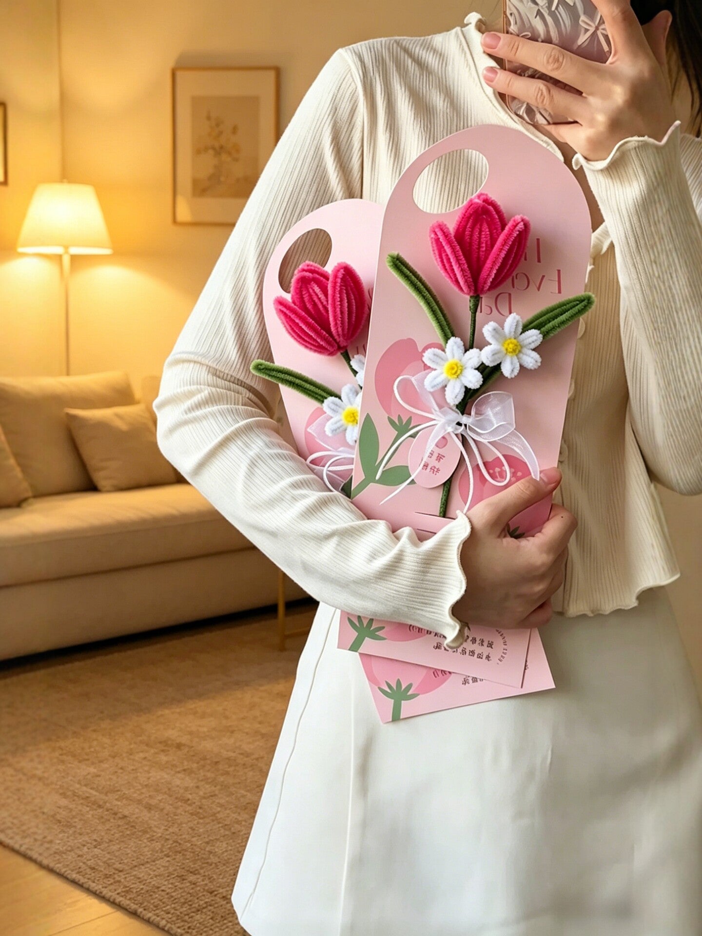 Tulip Bouquet & Card DIY Craft Kit with Chenille Stems