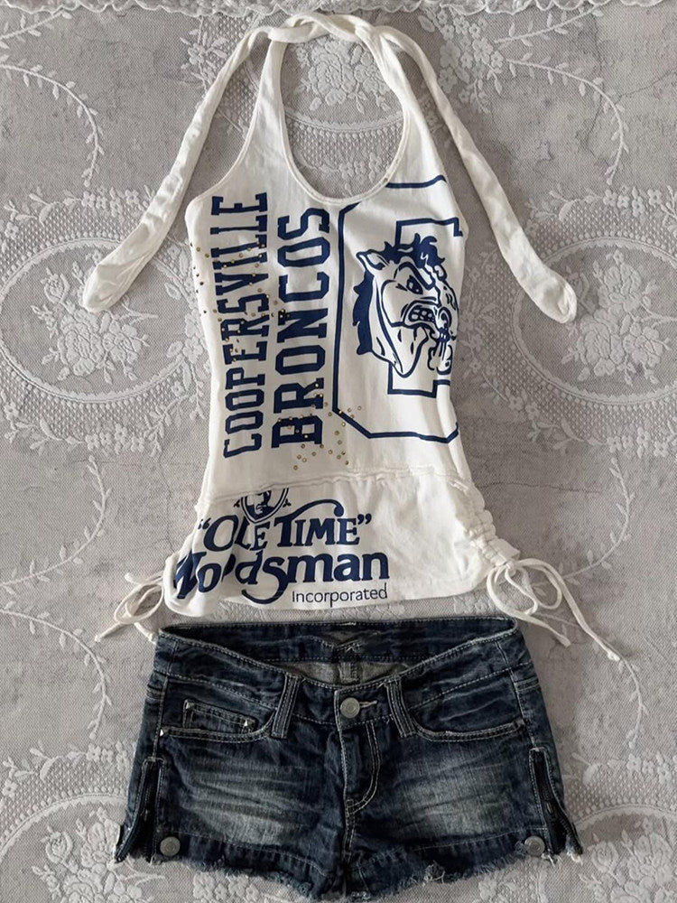white vintage halter top