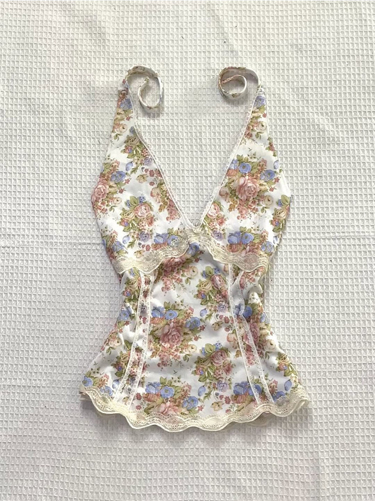 floral v-neck tank top