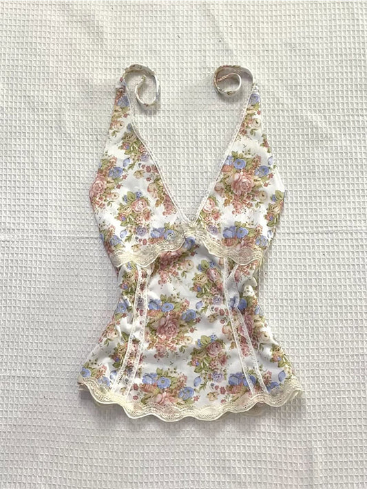 floral v-neck tank top