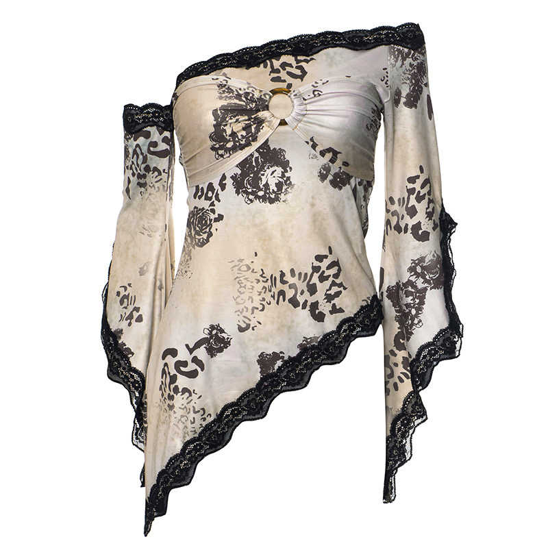 Y2K Irregular Off-Shoulder Long-sleeved Top