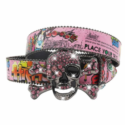 Y2K Rhinestone Skull Punk Belt